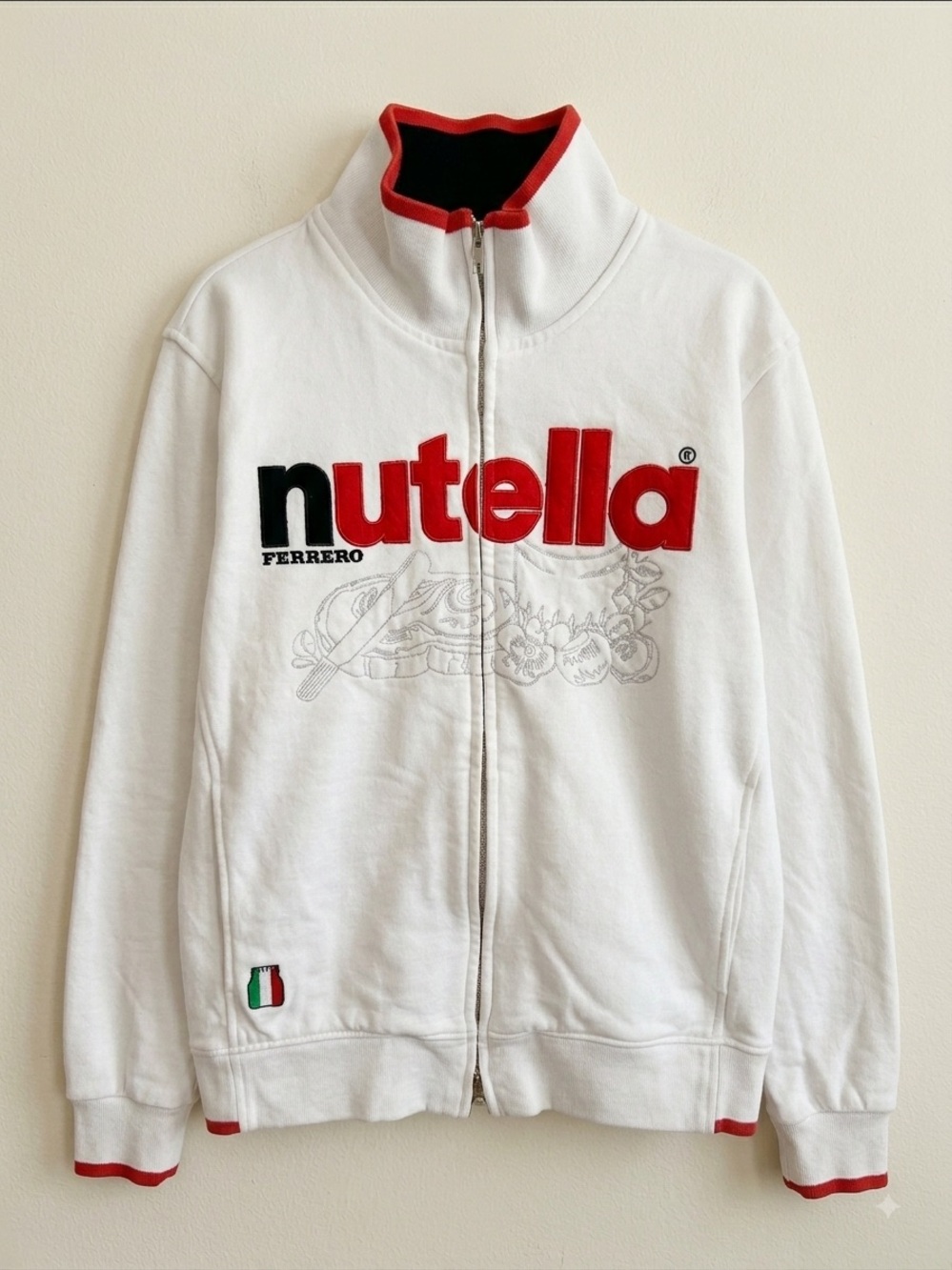 Vintage Nutella Ferrero Full Zip Track Jacket White Red Accent